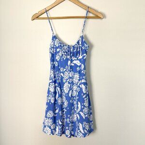 Hello Molly In Secret Babydoll Mini Dress Blue Floral‎ Womens XS Summer Retro